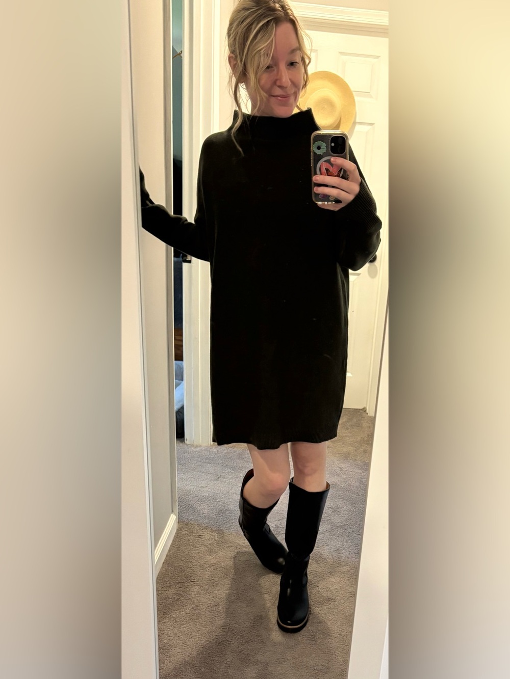 Olive Green Cowl Neck Sweater Tunic